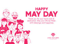 Happy May Day Workers Postcard