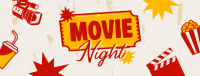 Retro Movie Night Facebook Cover Image Preview