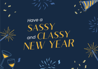 Sassy New Year Spirit Postcard Design