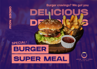 Special Burger Meal Postcard