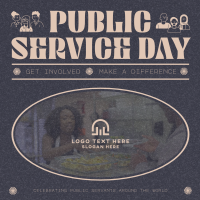 Retro Minimalist Public Service Day Linkedin Post Design