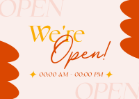 We're Open Now Postcard