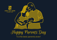 Young Happy Parents Postcard