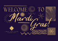 Mardi Gras Mask Welcome Postcard