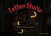 Skull Snake Tattoo Postcard Image Preview