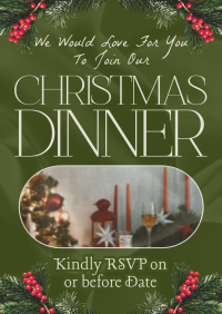 Elegant Minimalist Christmas Dinner Poster