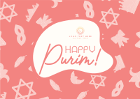 Purim Symbols Postcard Design