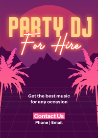 Synthwave DJ Party Service Poster