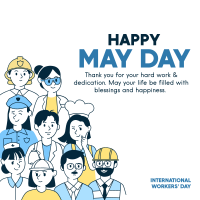 Happy May Day Workers Linkedin Post Design