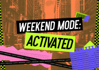 Retro Weekend Mode Postcard Design