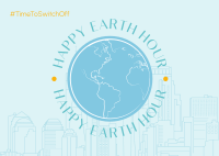 Earth Hour Lineart Postcard