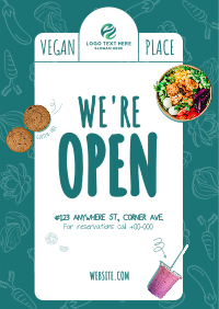 Vegan Monoline  Now Open Poster