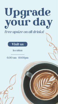 Free Upgrade Upsize Coffee Facebook Story