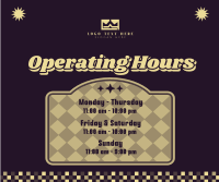 Retro Operating Hours  Facebook Post