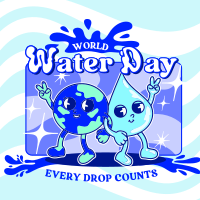 Cartoon Water Day Instagram Post Design