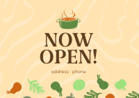 Now Open Vegan Restaurant Postcard