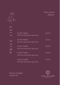 Flower Shop Menu