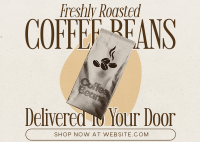 Retro Minimalist Coffee Beans Postcard