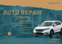 Auto Repair ripped effect Postcard Design