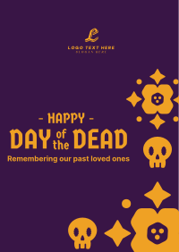 Day of the Dead Floral and Skull Pattern Poster