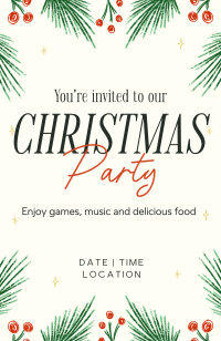 Holly Christmas Party Invitation