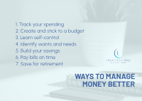 Ways to Manage Money Postcard