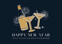 New Year Toast Postcard Design