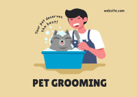 Grooming Cat Postcard Design