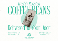 Retro Minimalist Coffee Beans Postcard