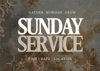 Calm Sunday Church Service Postcard Design