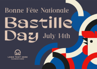 Bastille Day Geometric Postcard Design