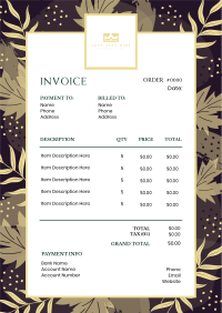 Tropical Abstract Leaves Invoice