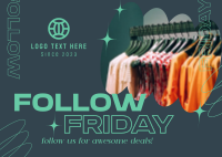 Awesome Follow Us Friday Postcard Design