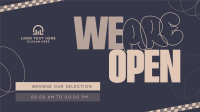 Modern Abstract We're Open Facebook Event Cover Design