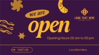 Retro We're Open Facebook Event Cover Design