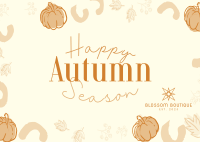 Leaves and Pumpkin Autumn Greeting Postcard Image Preview