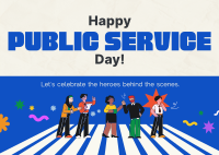Playful Public Service Day Postcard