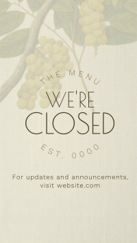 Rustic Closed Restaurant Instagram Story