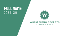 Green Letter W Stamp Business Card Image Preview