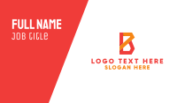 Orange Red Letter B Business Card