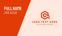 Tech Orange Letter Q Business Card