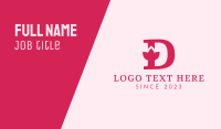 Pink Letter D Flower  Business Card Design