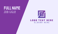 Purple Gaming Letter E Business Card