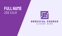 Purple Gaming Letter E Business Card