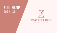 Elegant Leaves Letter Z Business Card