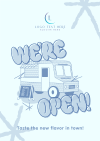 Now Open Food Truck Poster