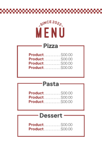 Pizza Checkered Menu