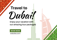 Dubai Travel Booking Postcard Design