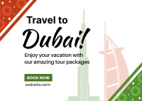Dubai Travel Booking Postcard