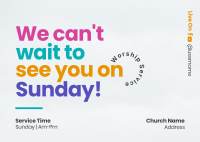 Colorful Sunday Service Postcard